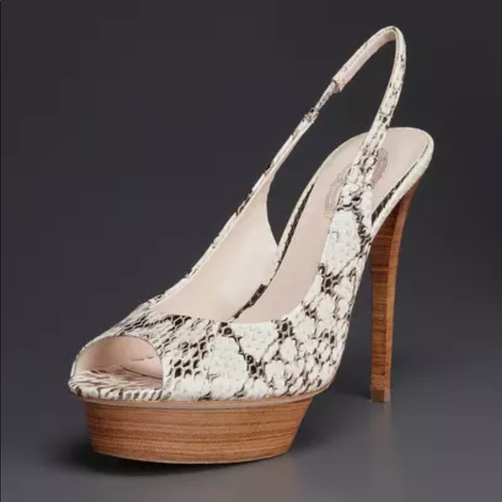 Elie Tahari Snake Print Slingback Platform Shoes